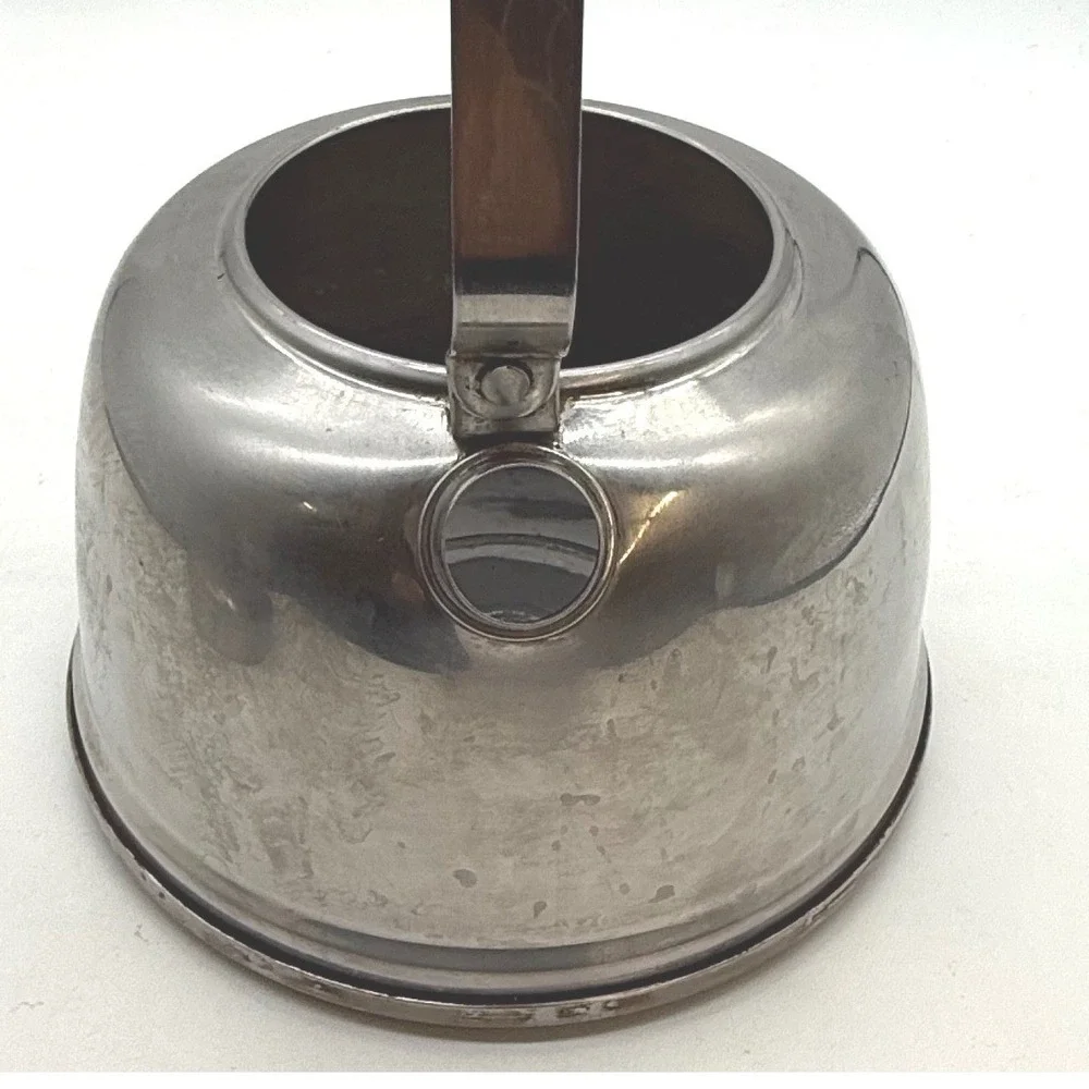 VTG Farberware‎ 752 Stainless Steel Tea Kettle 1.5 Qt Wood Handle handle Crack